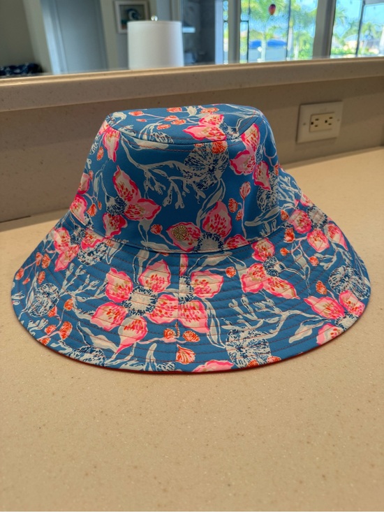 Lilly Pulitzer Accessories - Lilly Pulitzer Blue Floral Bucket Hat with Pink Accents